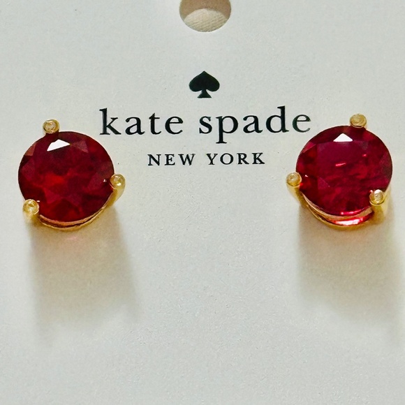 NWT Kate Spade New York, “Pink Rose & Shine” large, round solitaire earrings. - Picture 2 of 7